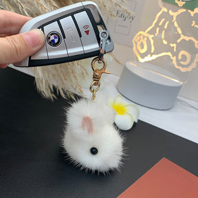 Cute Mink Fur Mini Bunny Keychain - Bag Charm