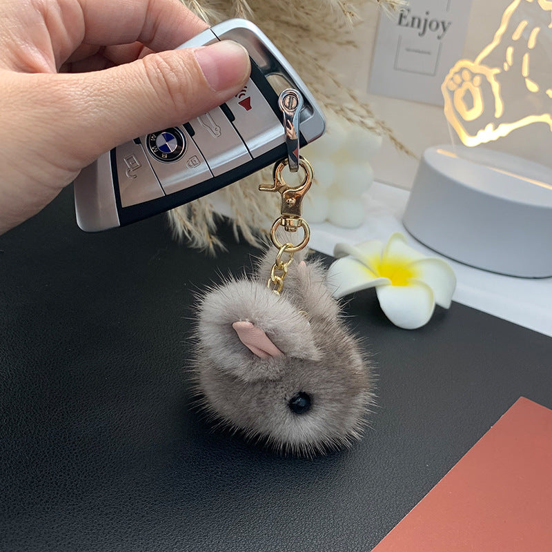 Cute Mink Fur Mini Bunny Keychain - Bag Charm