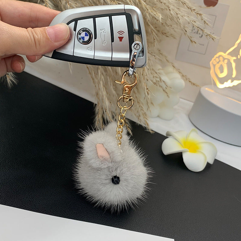 Cute Mink Fur Mini Bunny Keychain - Bag Charm