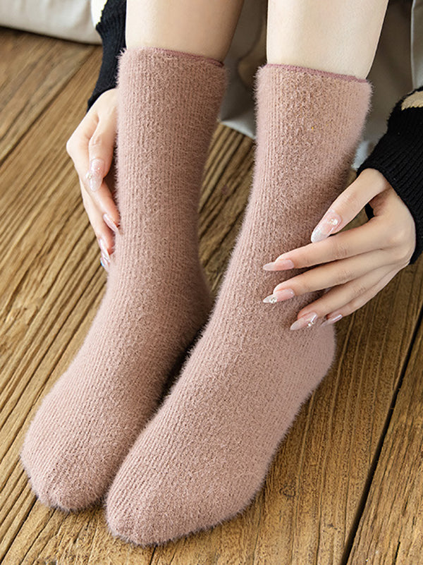Casual Keep Warm Solid Color Socks Accessories-Homeunderwear