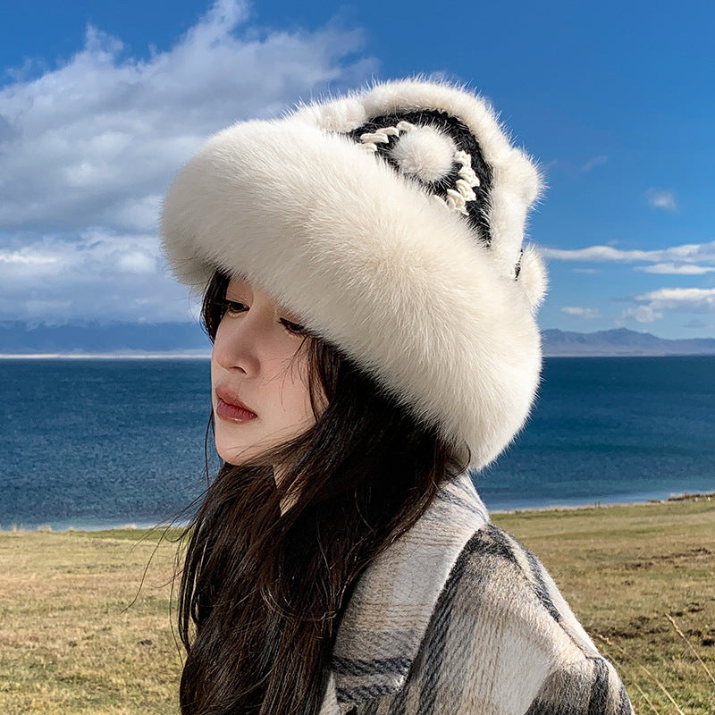 Winter Mink & Fox Fur Lion Hat - Warm & Stylish