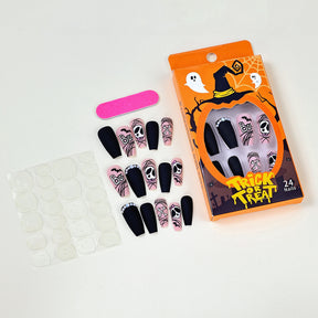 Skull and Bat Glitter Halloween Nail Tips