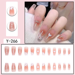 Sweet INS Style Short Milk White Heart Nail Extensions