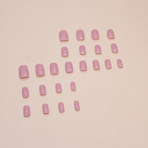 Solid Color Fall Nails: 24-Piece Removable Pink Purple Nail Wraps