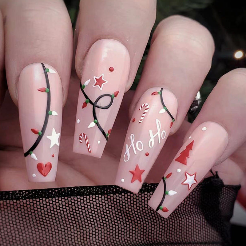 Simple Christmas Ballet Nail Tips