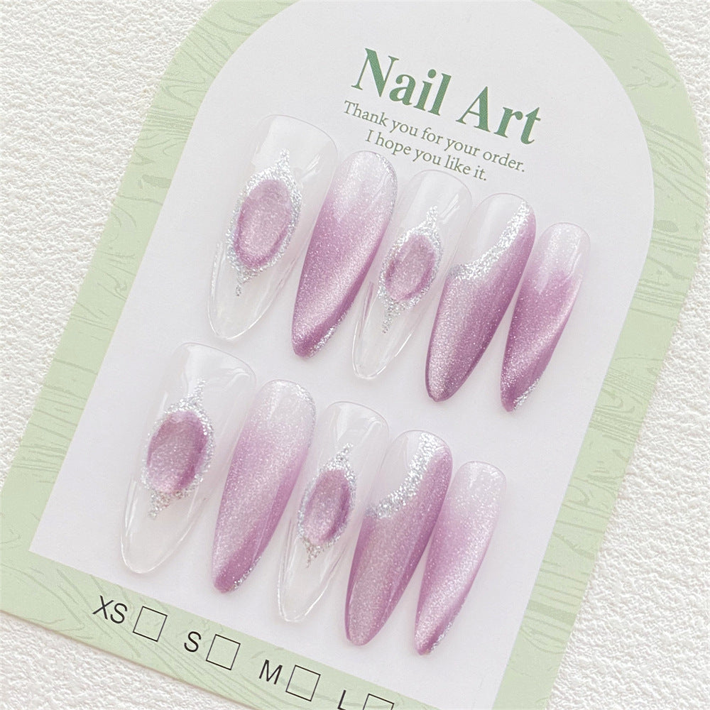 Chic Handmade Gradient Light-Catching Cat Eye Fall Nails, Trendy and Versatile Nail Patches