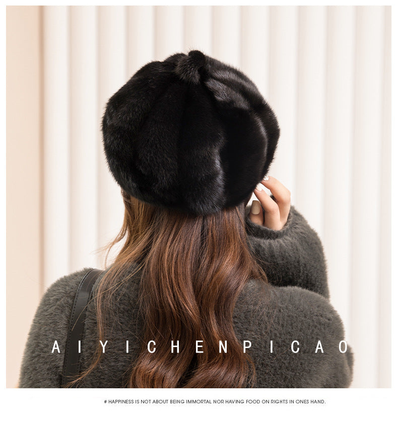 Warm Mink Fur Pumpkin Hat - Stylish Winter Accessory