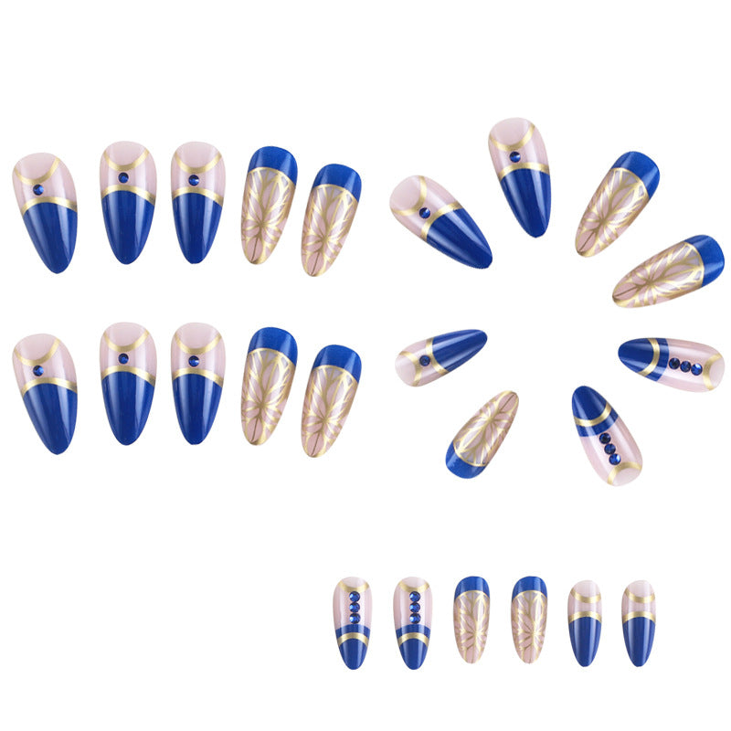 Royal Gold Foil Long Nail Tips