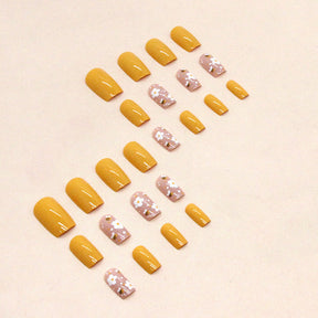 Cute Bee Flower Lemon Yellow Nail Stickers