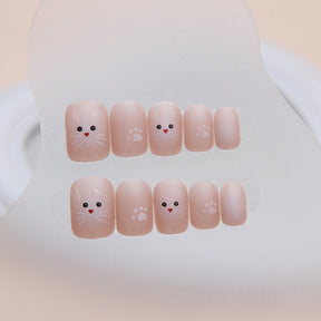 Cute Cartoon Cat Claw Nails, Versatile Style, 24 Pieces