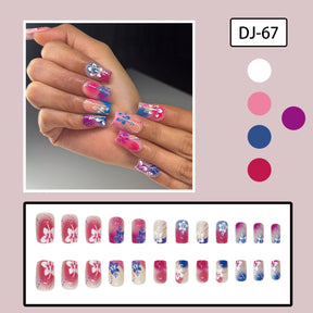 Colorful Ombre French Floral Design Ready-to-Wear Nail