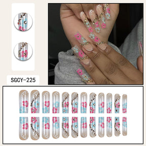 Long Flower Nail Extensions, Wearable Nail Art