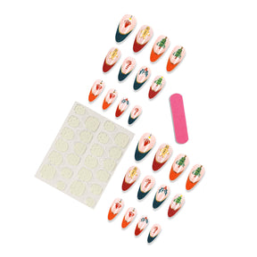 Colorful Christmas Tree French Almond Nail Tips