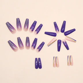 Cool Klein Blue Purple Long Ballet Nails, Shiny and Ethereal