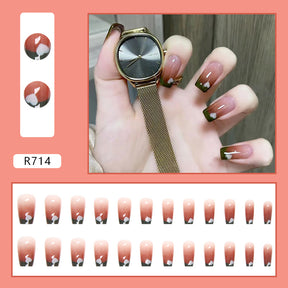 Simple French Ombre Short Ballet Fall Nails, 24-Piece Wholesale Set