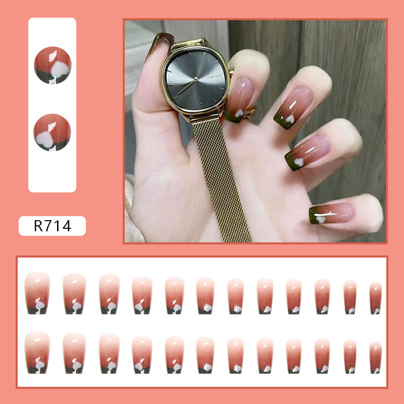 Simple French Ombre Short Ballet Fall Nails, 24-Piece Wholesale Set