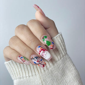 Cute Santa and Reindeer Christmas False Nails