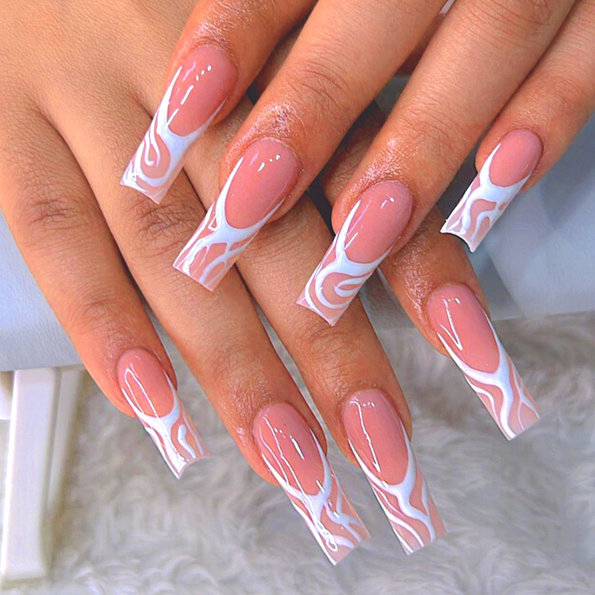 Long French Style Nail Tips, Sweet and Flattering