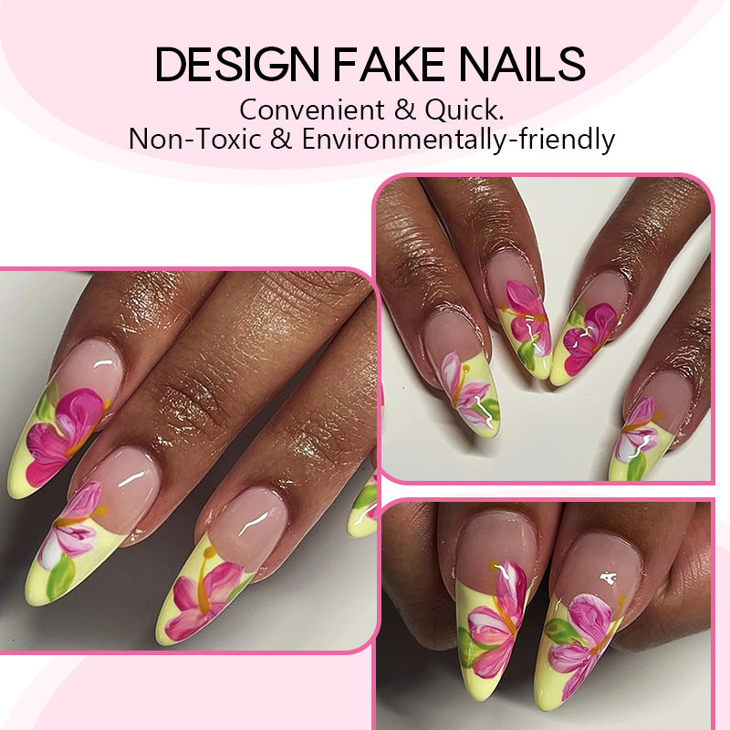 New Almond-Shaped Nail Tips with Floral Edges