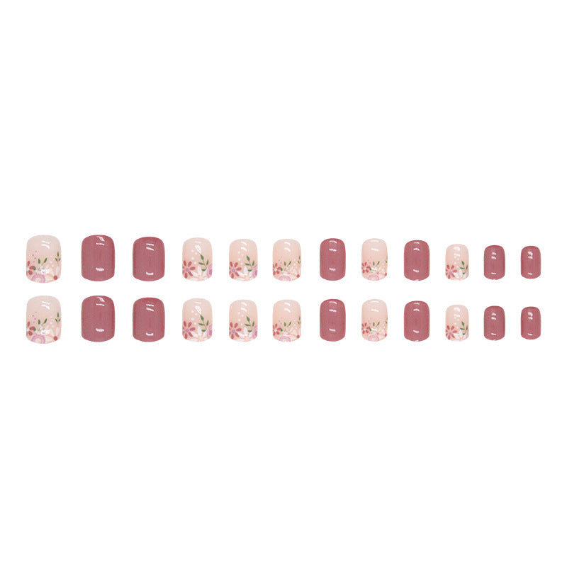 Short Pink Vintage Floral Nail Stickers