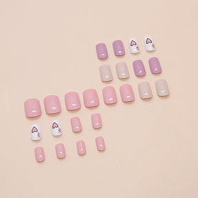 Solid Color Heart-Shaped Removable Fall Nails: 24-Piece Set