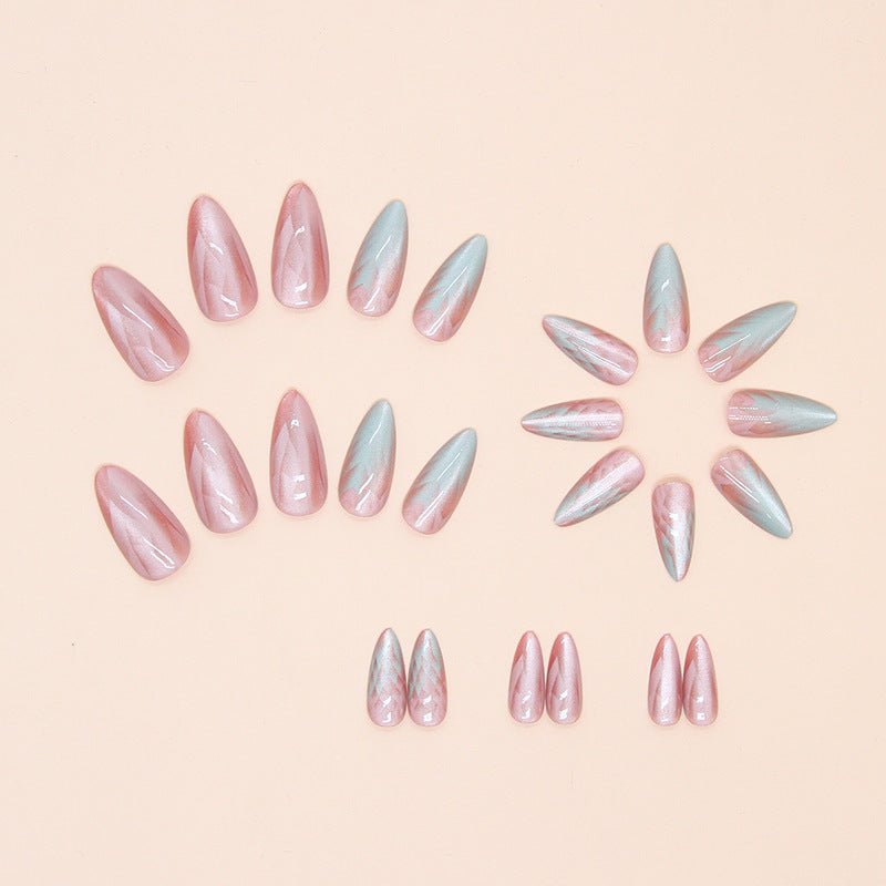 Removable Almond Nails - Gradient Cat Eye Stickers (24 pcs)