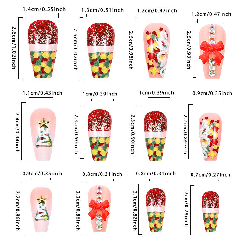 3D Bow Christmas Tree Nail Tips