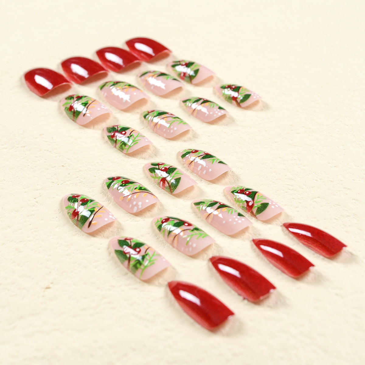 Christmas Tree and Berry Nails, Festive and Elegant