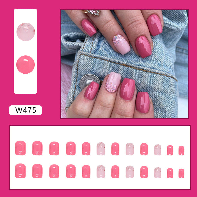 Simple Barbie Pink Bright Fall Nails, 24-Piece Ins-Style Set