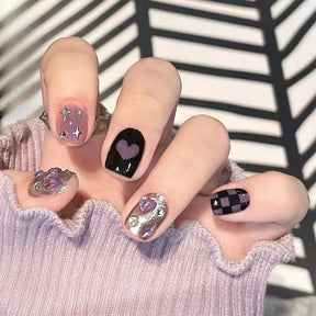 Trendy Removable Nail Art, Silver, Black, Purple, Sparkles