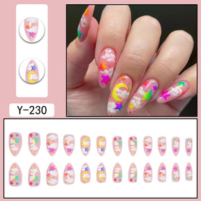 Cute Moon Star Cloud Nail Extensions, Multicolor Design