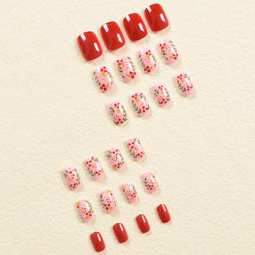 Cheerful Hand-Painted Christmas Fruit False Nails