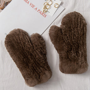 Real Rabbit Fur Mittens Winter Warm Gloves