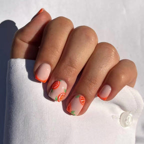 Short Adorable Orange Nails, Fresh and Vibrant for Spring/Summer