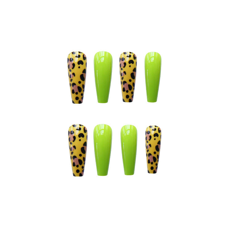 24-Piece Long Ballet Leopard Print Nail Tips