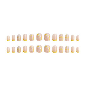 Yellow Lemon Soda French Fall Nails 24-Piece Whitening Nail Tips