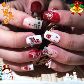 Christmas French Medium Ballet Deer Snowflake Santa Nails