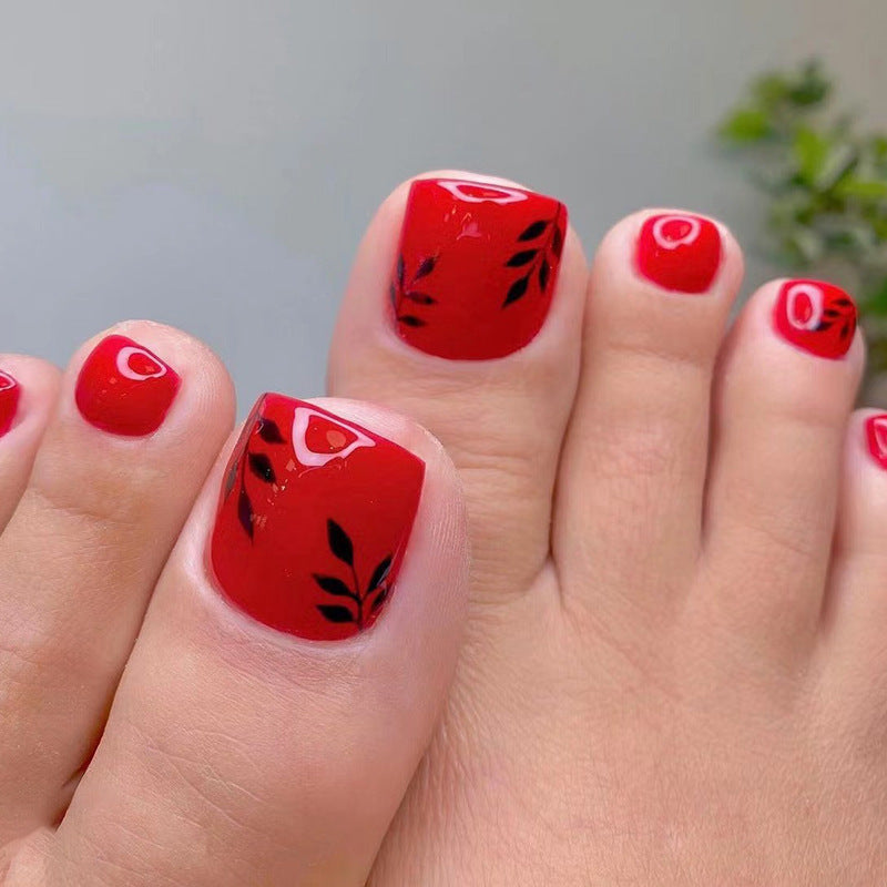 Red Leaf Press-On Toe Nails - Wholesale