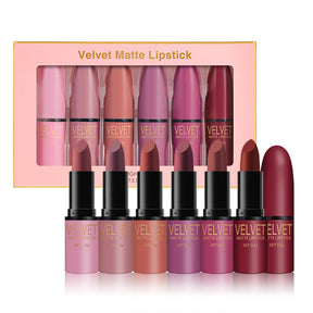 6-Color Matte Lipstick Set - Waterproof Gift Box