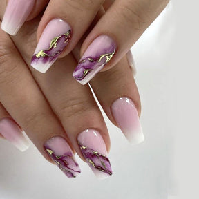 Pink Purple Marble Nail Tips