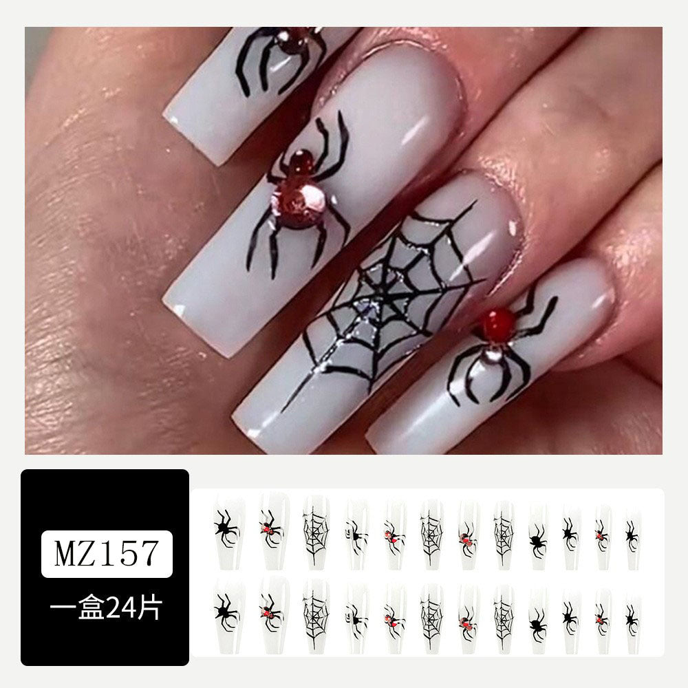 Dark Spider Crystal Press-On Nails - Halloween