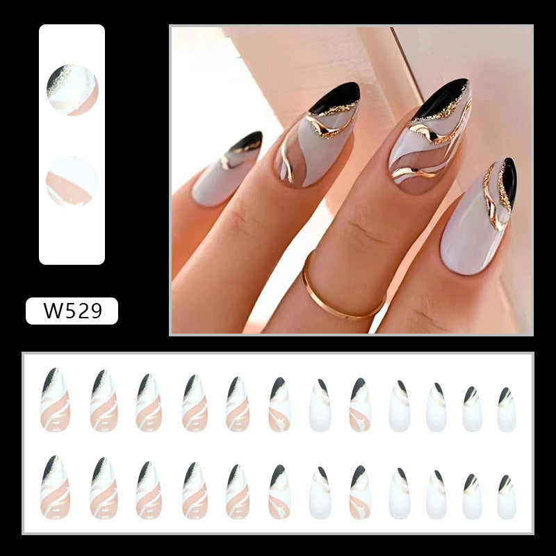 Sweet Cool Ins Style Black White Almond Nails Fashion Practice