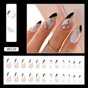 Sweet Cool Ins Style Black White Almond Nails Fashion Practice