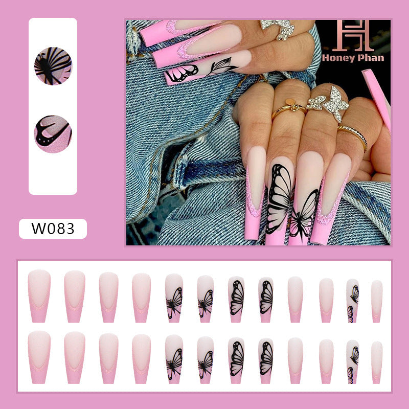 Ballet T-Shape Press-On Fall Nails - European and American Style (24PCS)