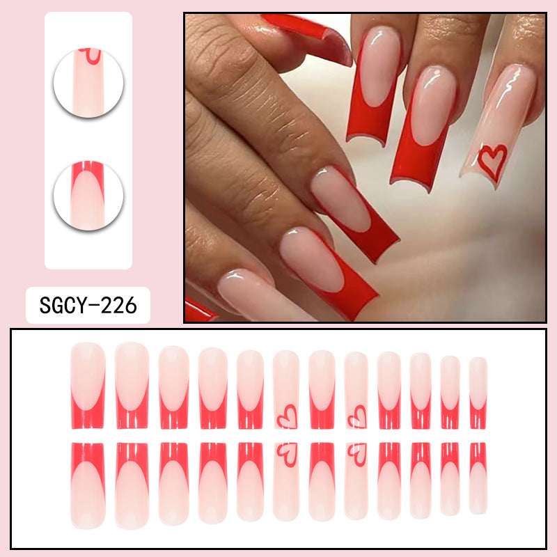 Valentine Red Heart Wearable Nail Extensions, Trendy Design