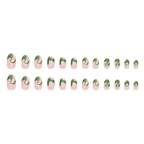 Fresh Green Wave Round Nails Ins Style Sweet Cool