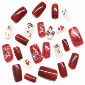 Christmas French Medium Ballet Deer Snowflake Santa Nails