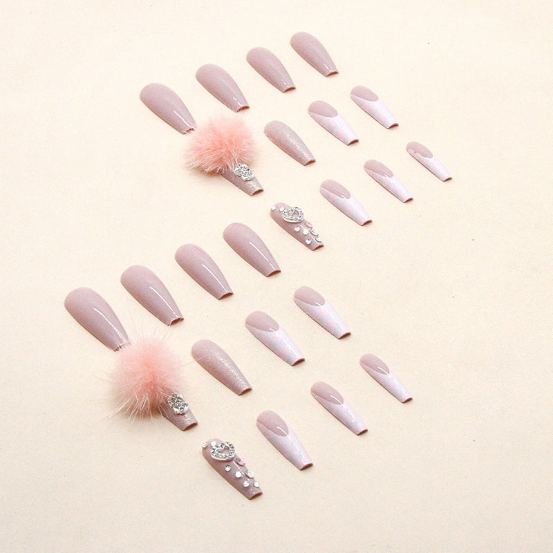 Pink Cotton Candy Ball Diamond Ballet Nail Wraps for Fall Nails