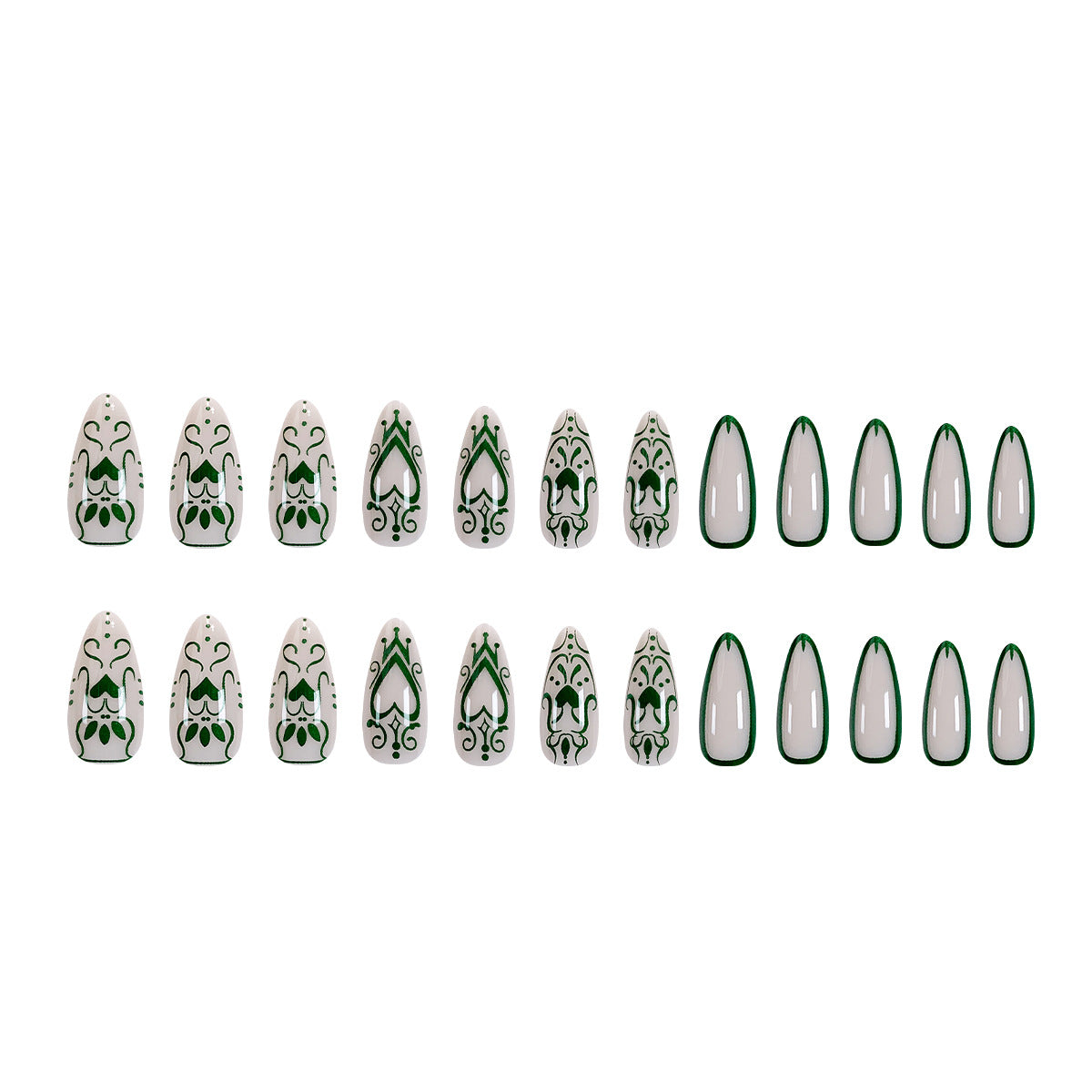 White-Promoting Heart Line Green Nail Stickers