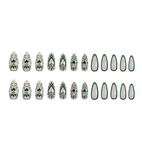 White-Promoting Heart Line Green Nail Stickers